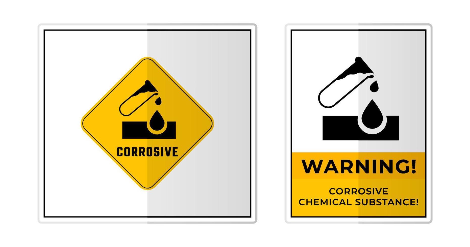 Corrosive Chemical Substance Warning Sign Label Symbol Icon Vector Illustration