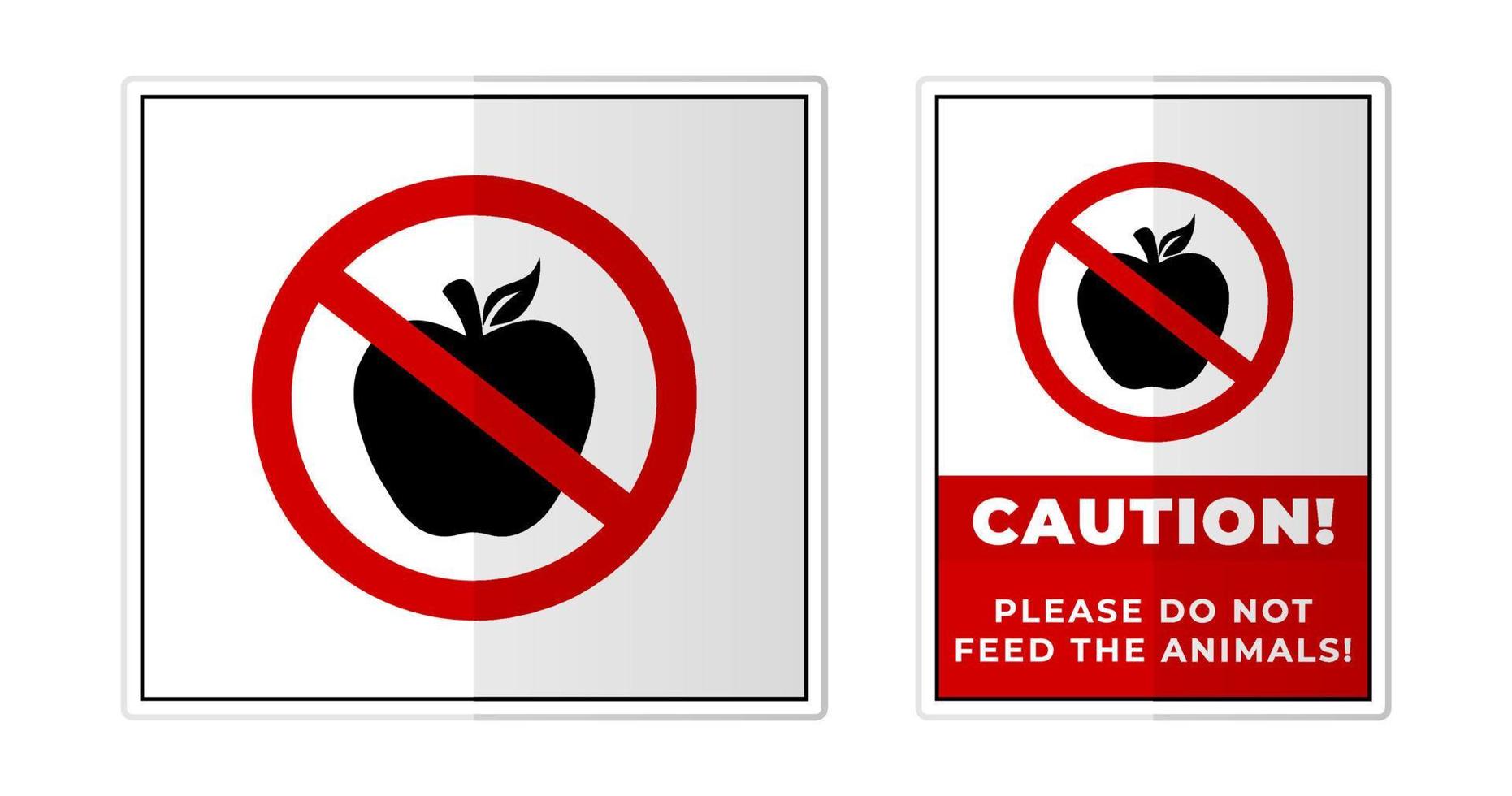 No manzanas, Por favor hacer no alimentar el animales firmar etiqueta símbolo icono vector ilustración