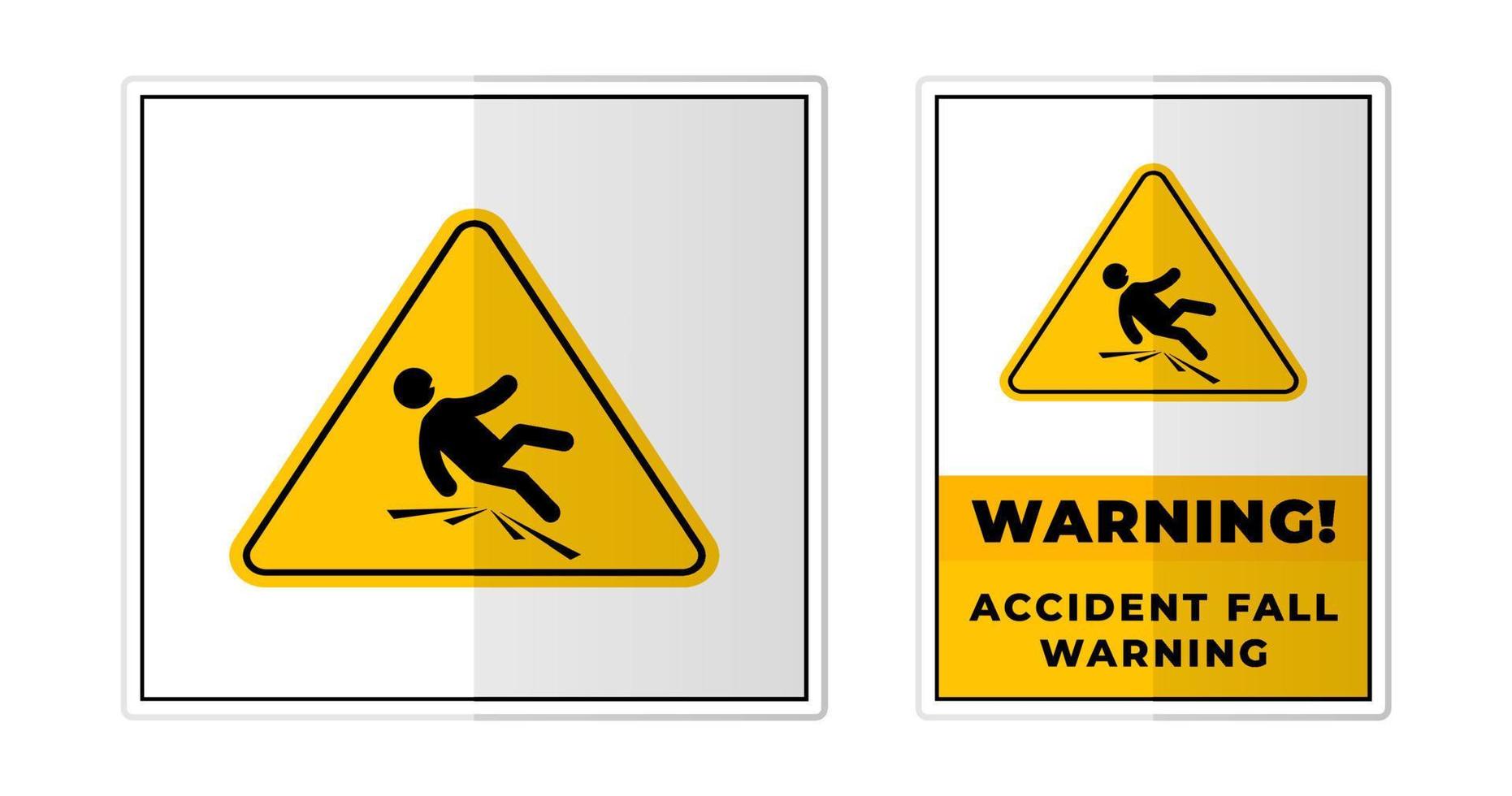 accidente otoño advertencia firmar etiqueta símbolo icono vector ilustración