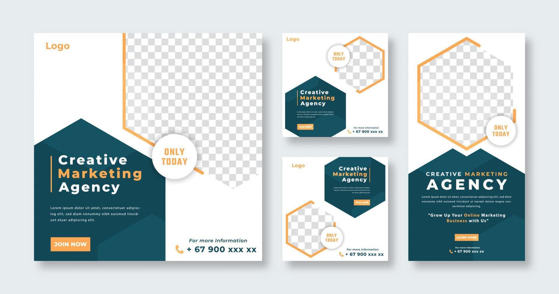 Business Marketing Agency Social Media Post for Online Marketing Promotion Banner, Story and Web Internet Ads Flyer vector