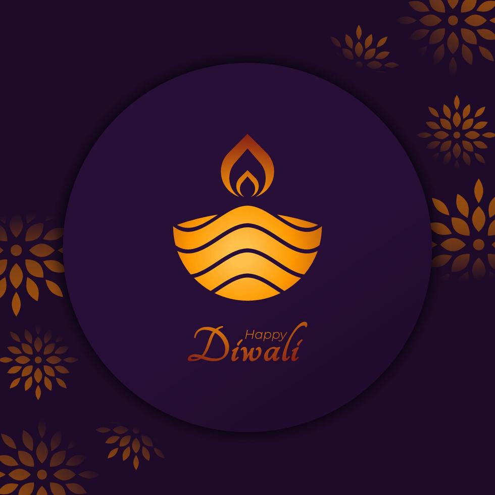 Happy Diwali Luxury Greeting Card for India Festival of Lights Holiday Invitation Template vector