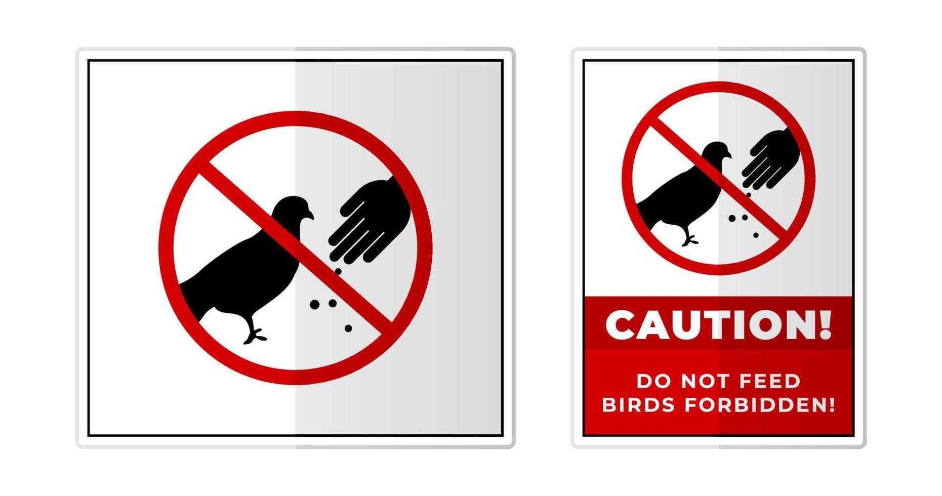 hacer no alimentar aves prohibido firmar etiqueta símbolo icono vector ilustración