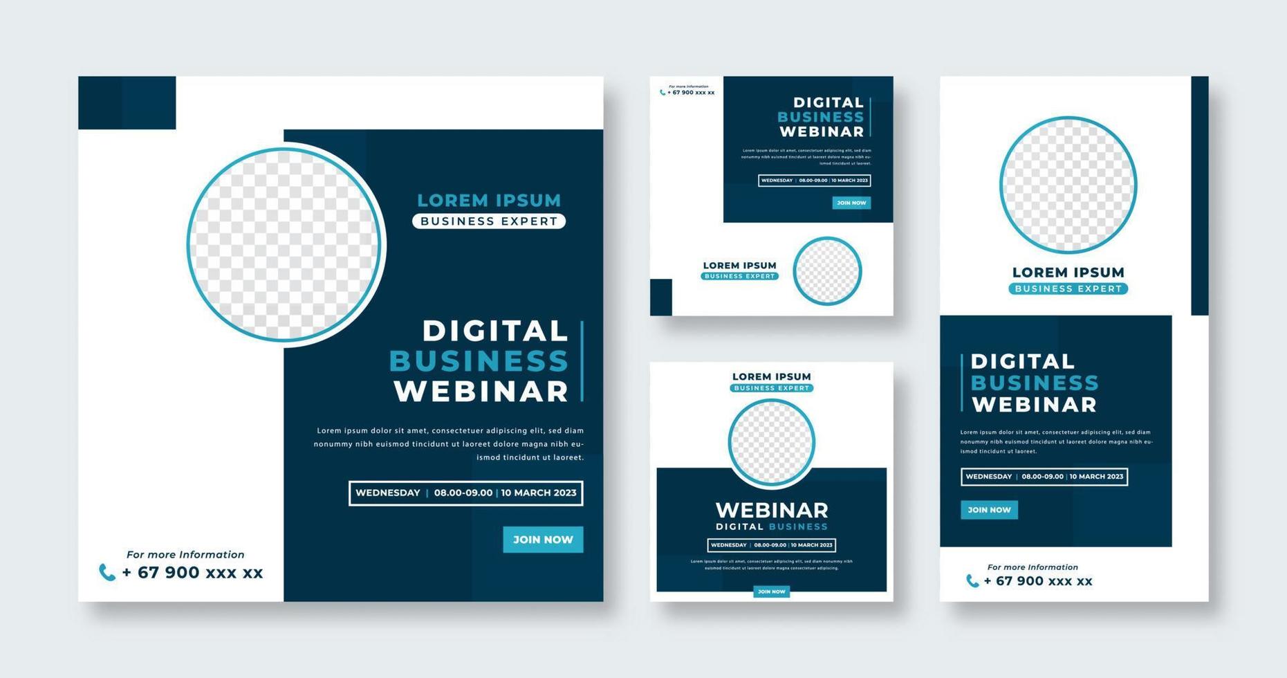 Webinar Digital Business Conference Social Media Post for Online Marketing Promotion Banner, Story and Web Internet Ads Flyer vector