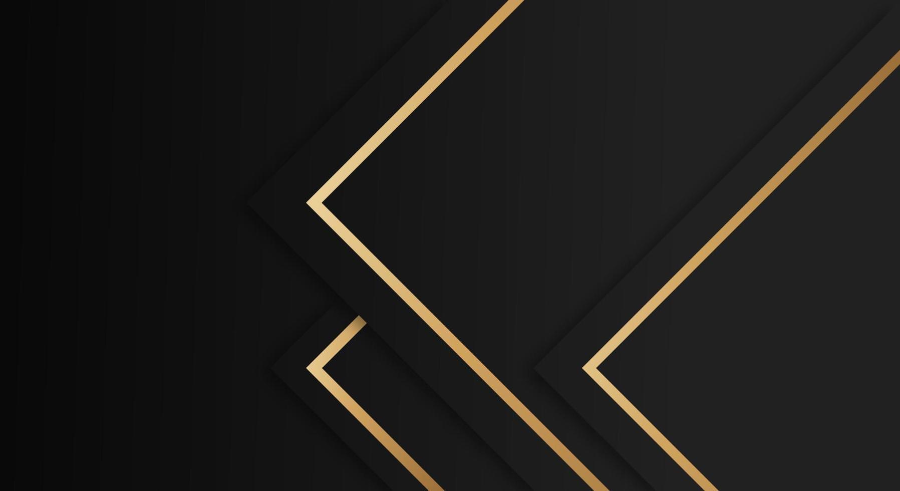 Abstract Premium Black Geometric Overlap Layers with Stripes Golden Lines Luxury Style Background vector
