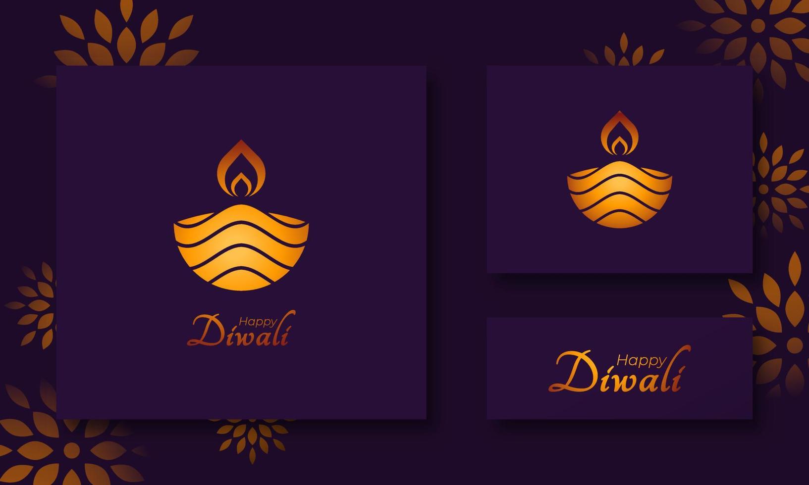 Happy Diwali Luxury Greeting Card for India Festival of Lights Holiday Invitation Template vector