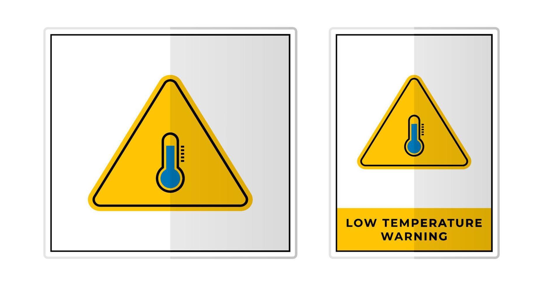 bajo temperatura advertencia firmar etiqueta símbolo icono vector ilustración