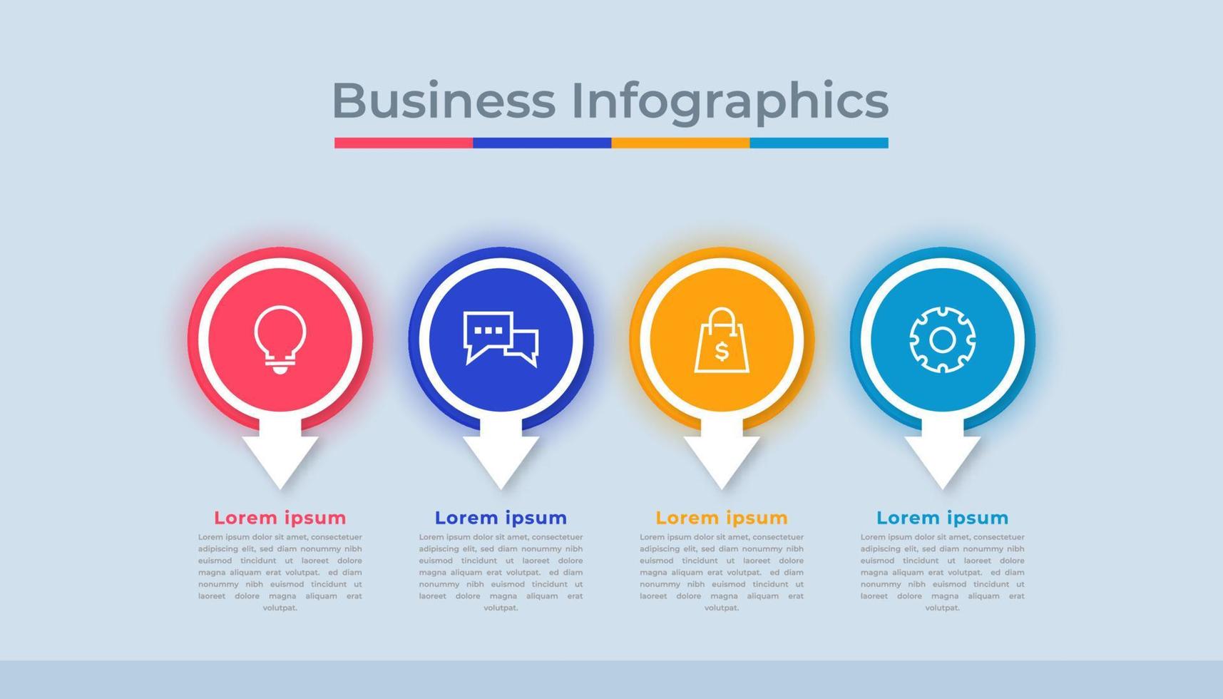 gráfico de proceso de visualización de datos comerciales de infografía de línea de tiempo. gráfico de diagrama abstracto con pasos, opciones vector