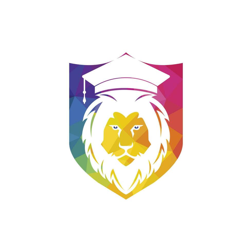 Lion Student vector logo design. Lion academy logo concept.