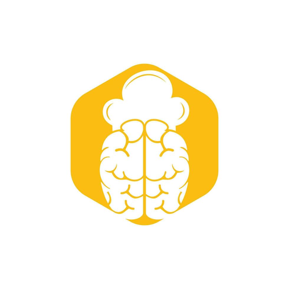 concepto de diseño de logotipo de vector de chef inteligente. icono de cerebro y sombrero de chef.