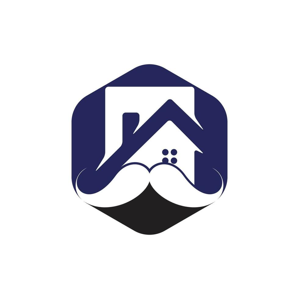 Mustache home vector logo design. Strong house logo design concept.