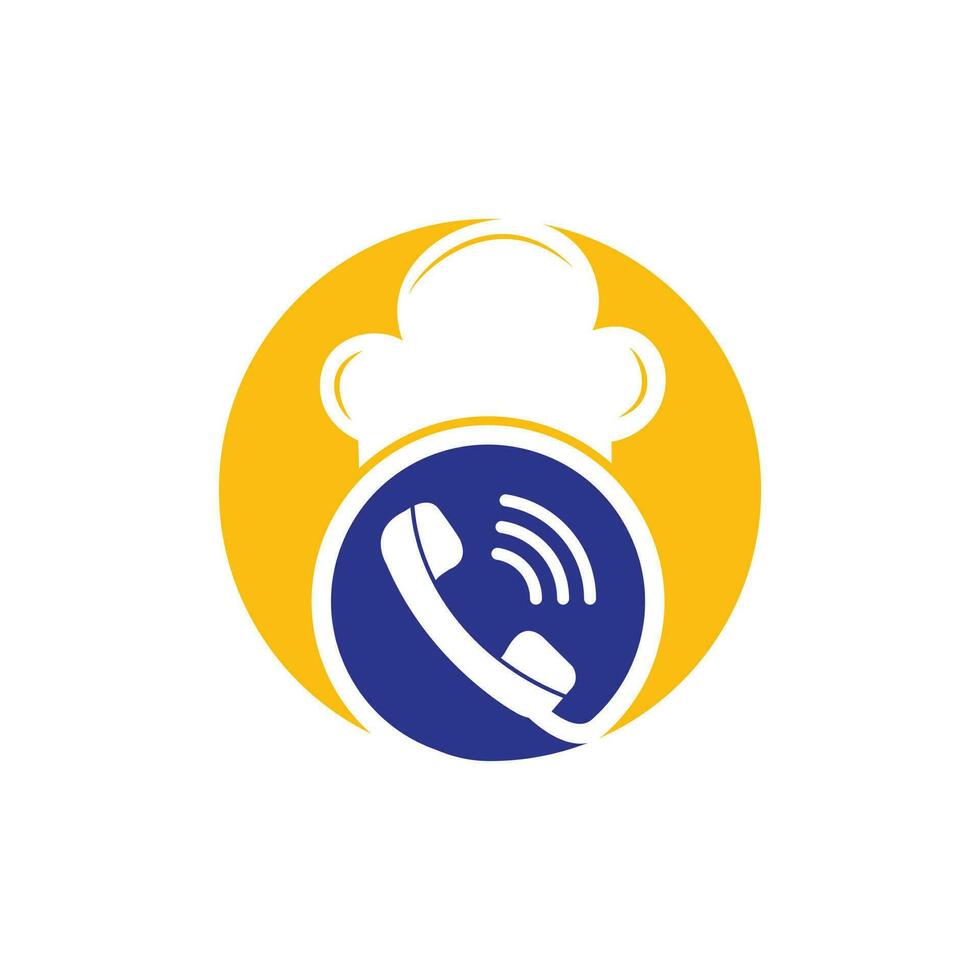 Phone chef vector logo design. Handset and chef hat icon design.