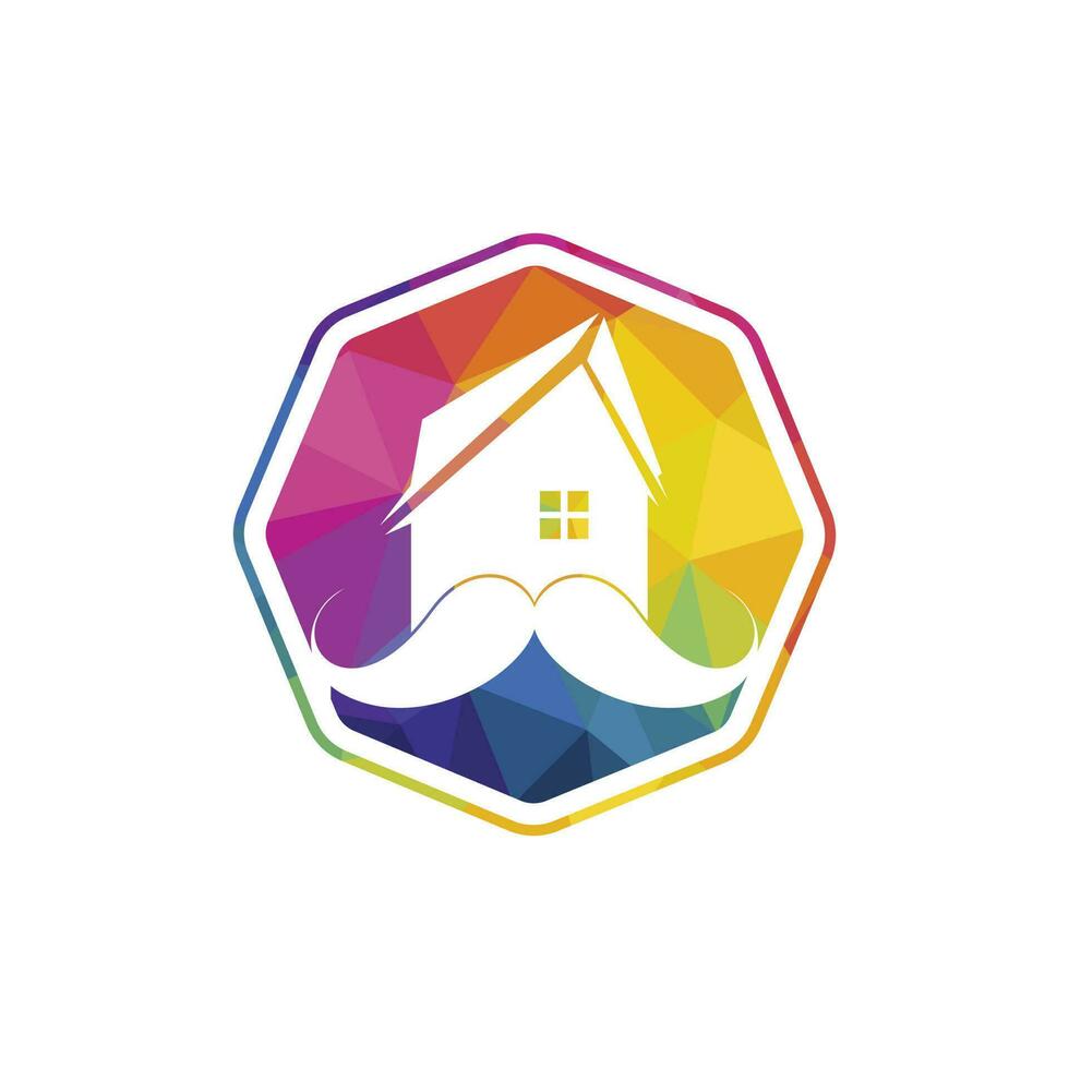 Mustache home vector logo design. Strong house logo design concept.