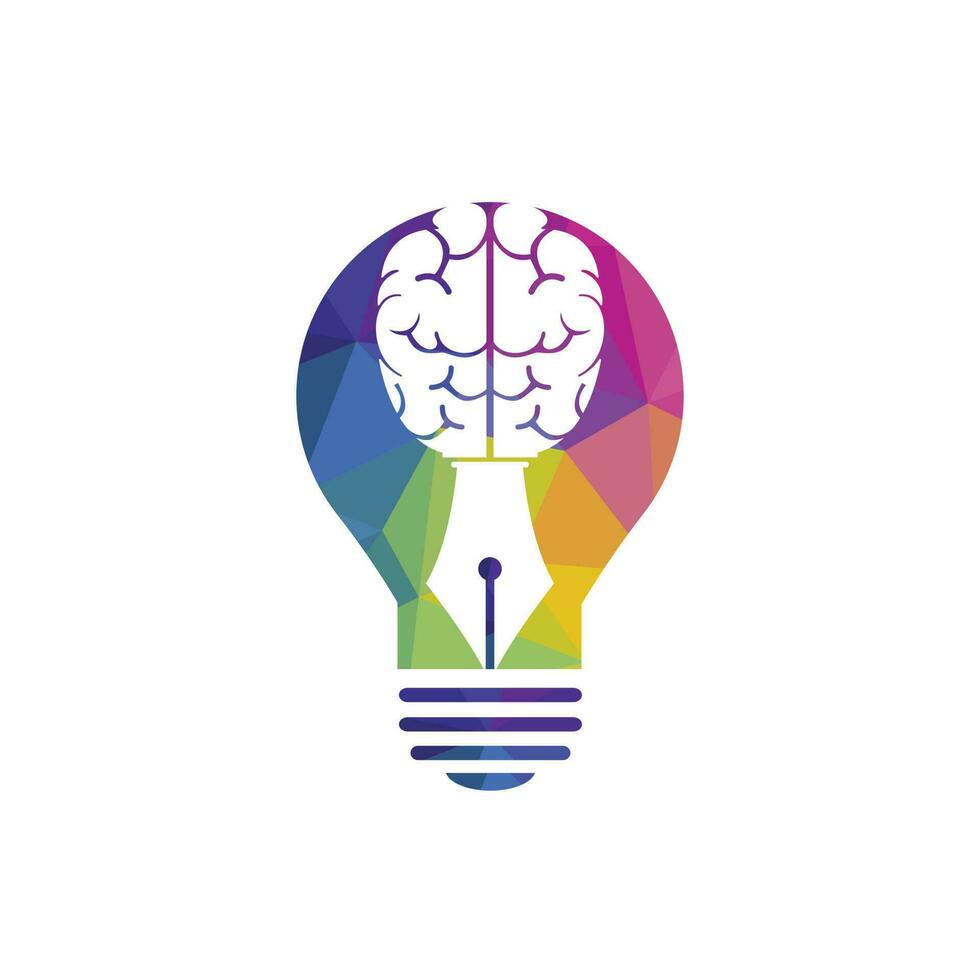 Brain pen vector logo design template. Smart creative education logo concept.
