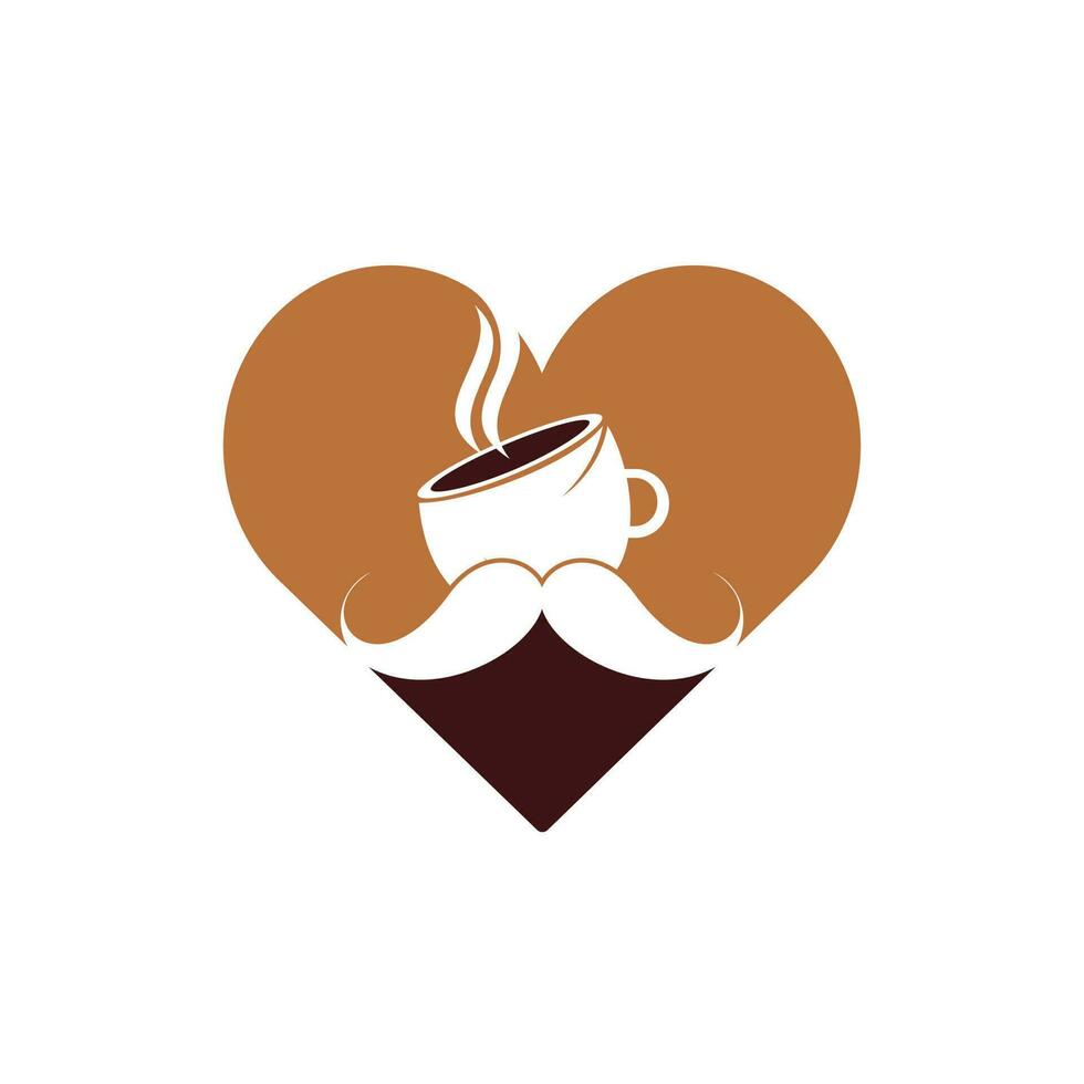 Mustache coffee vector logo design template. Creative coffee shop logo concept.