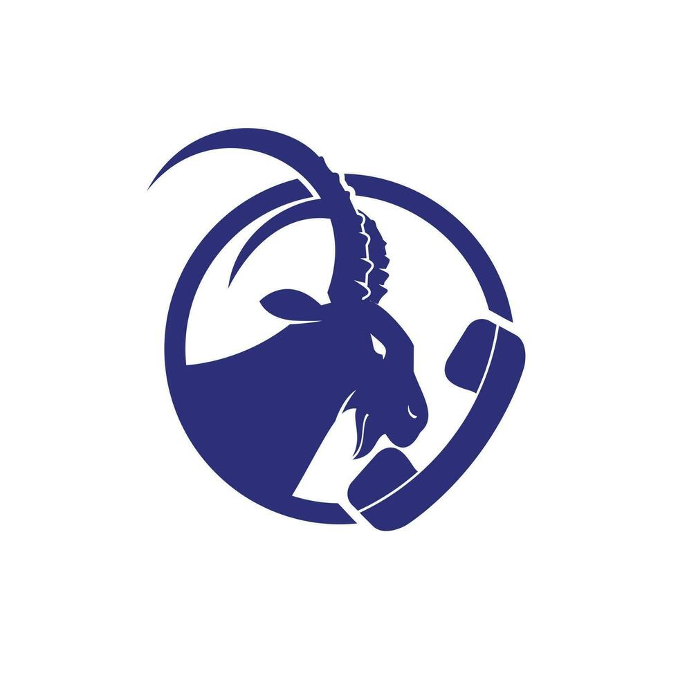 Handset with goat icon vector logo design template.