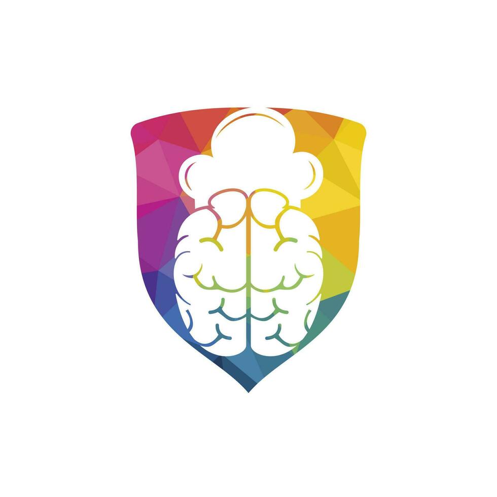 concepto de diseño de logotipo de vector de chef inteligente. icono de cerebro y sombrero de chef.