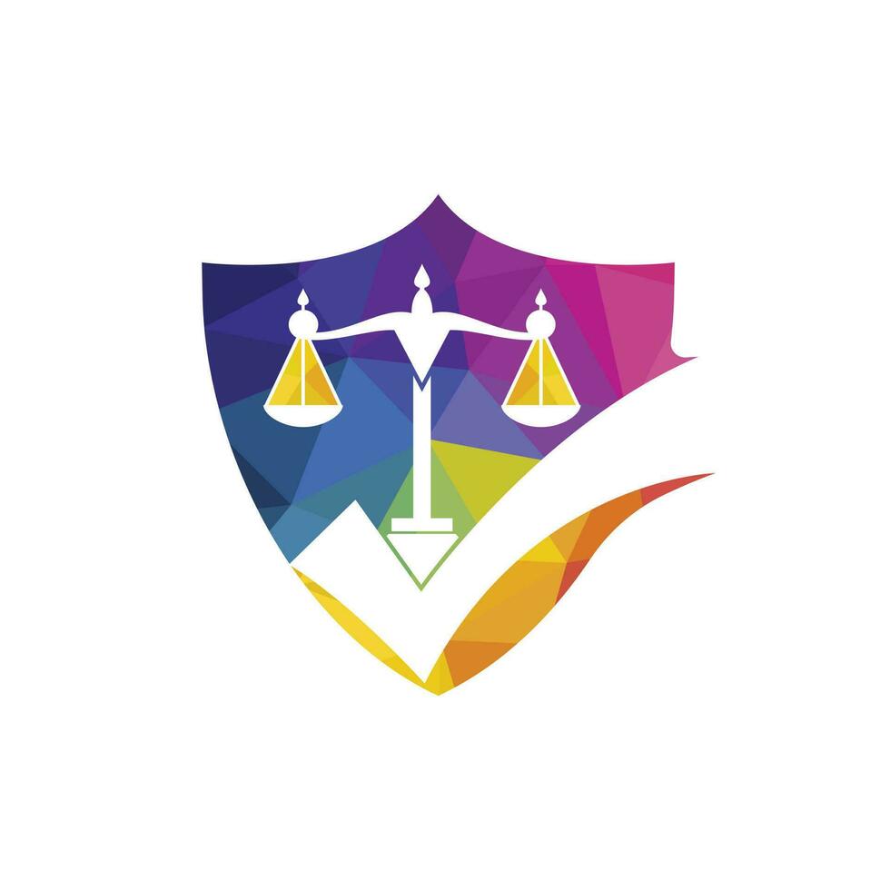 WebLaw firm vector logo design. Law scale with check sign icon vector design.