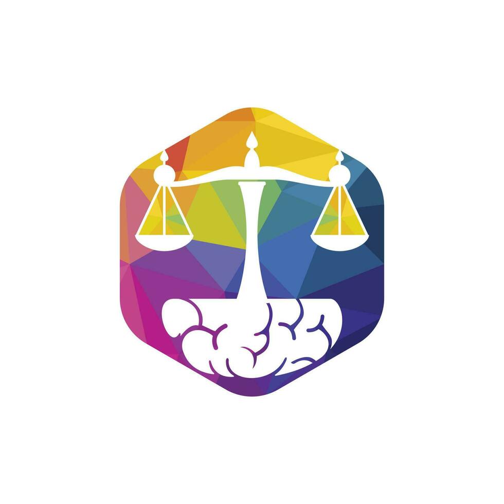 diseño del logotipo del vector de la ley cerebral. concepto de logotipo de bufete de abogados inteligente.