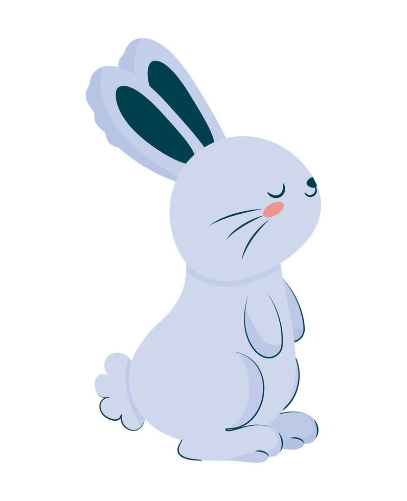 adorable blue rabbit vector