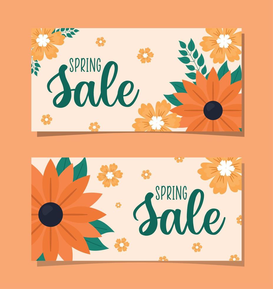 two spring sale banners vector