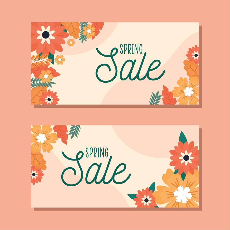 two spring sale cards vector