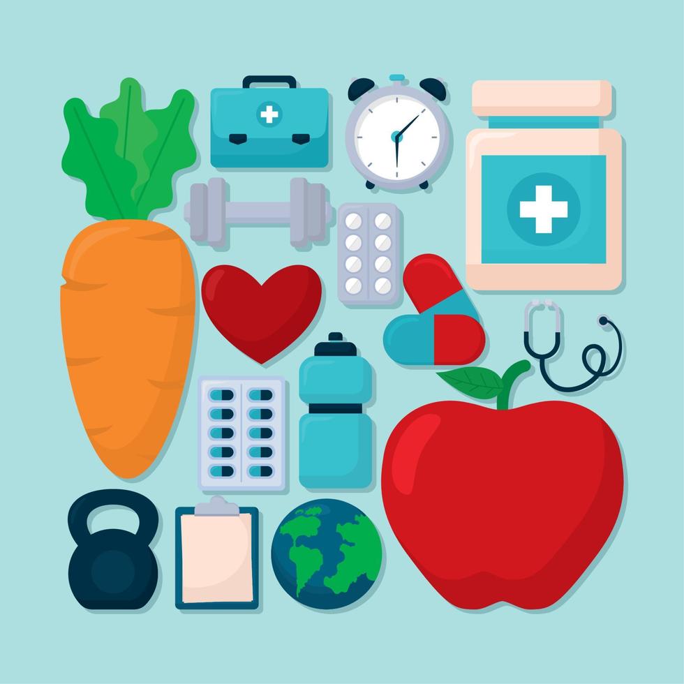 world health day items vector