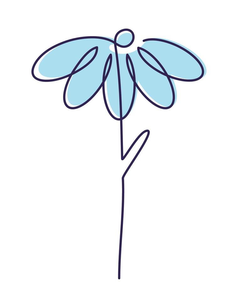 blue one line flower vector