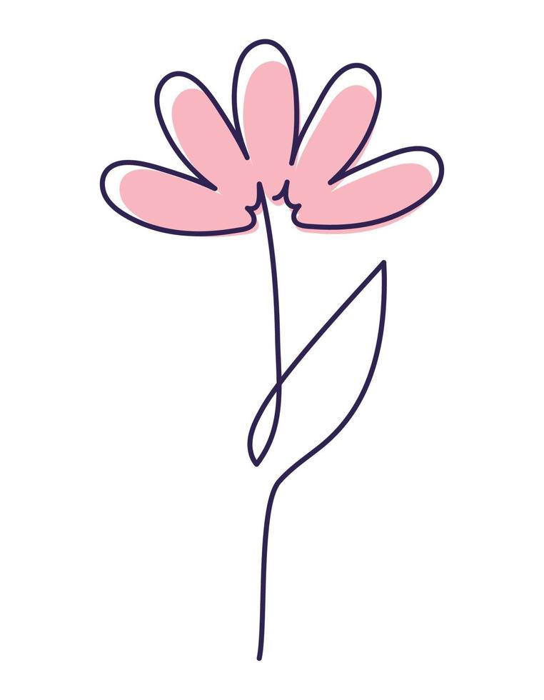 pink one line flower vector
