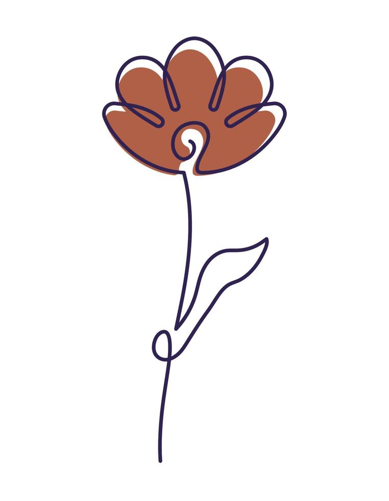 colored one line flower vector