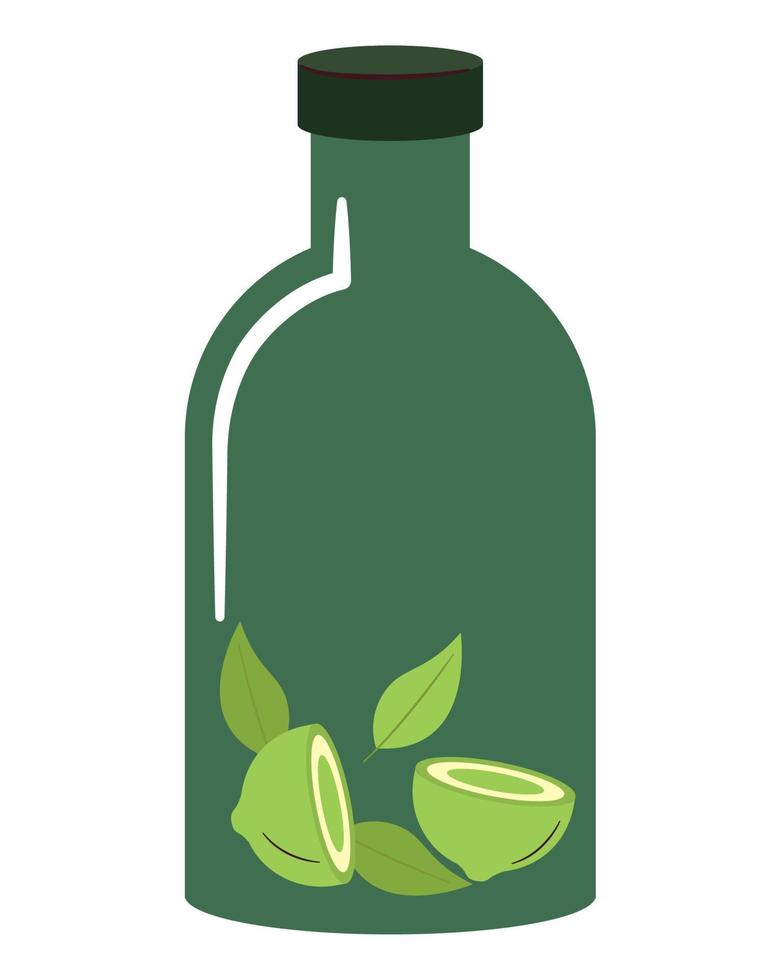 lemon and herbs beverage bottle vector