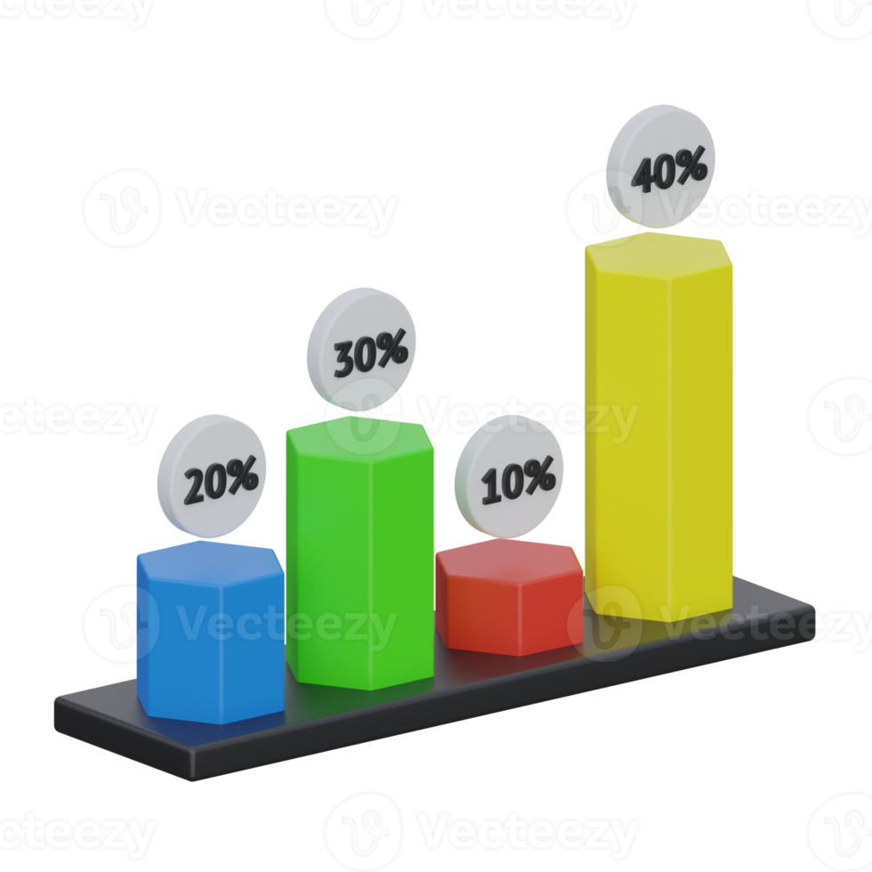 bar chart 3d rendering icon illustration, chart png