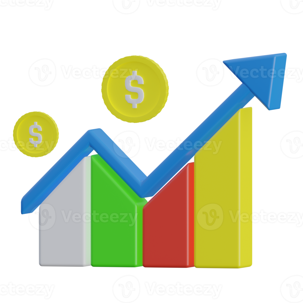 finanziell Wachstum Diagramm 3d Rendern Symbol Illustration, Diagramm png