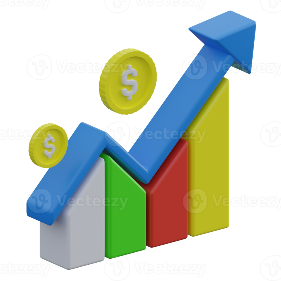 financeiro crescimento gráfico 3d Renderização ícone ilustração, gráfico png