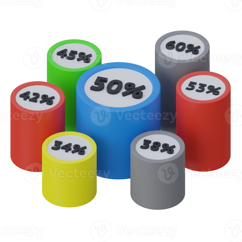 bar chart 3d rendering icon illustration, chart png