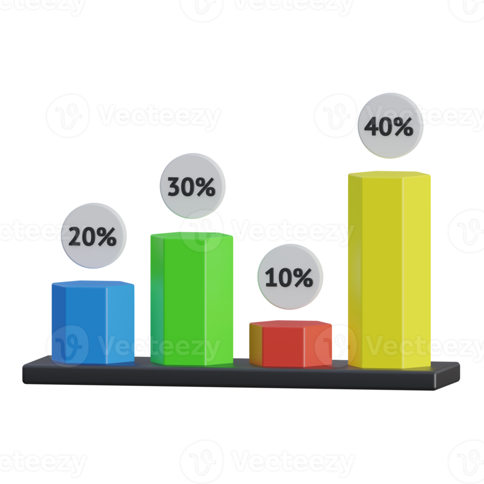 bar chart 3d rendering icon illustration, chart png