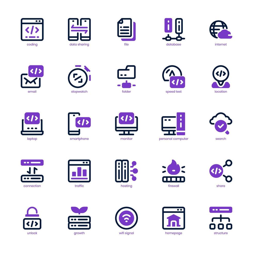Website Hosting icon pack for your website design, logo, app, and user interface. Website Hosting icon mixed line and solid design. Vector graphics illustration and editable stroke.