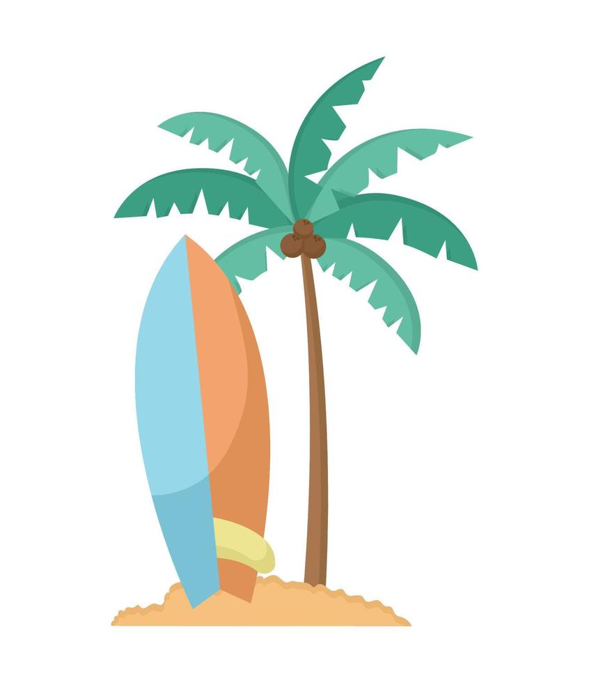 surfboard and palm vector