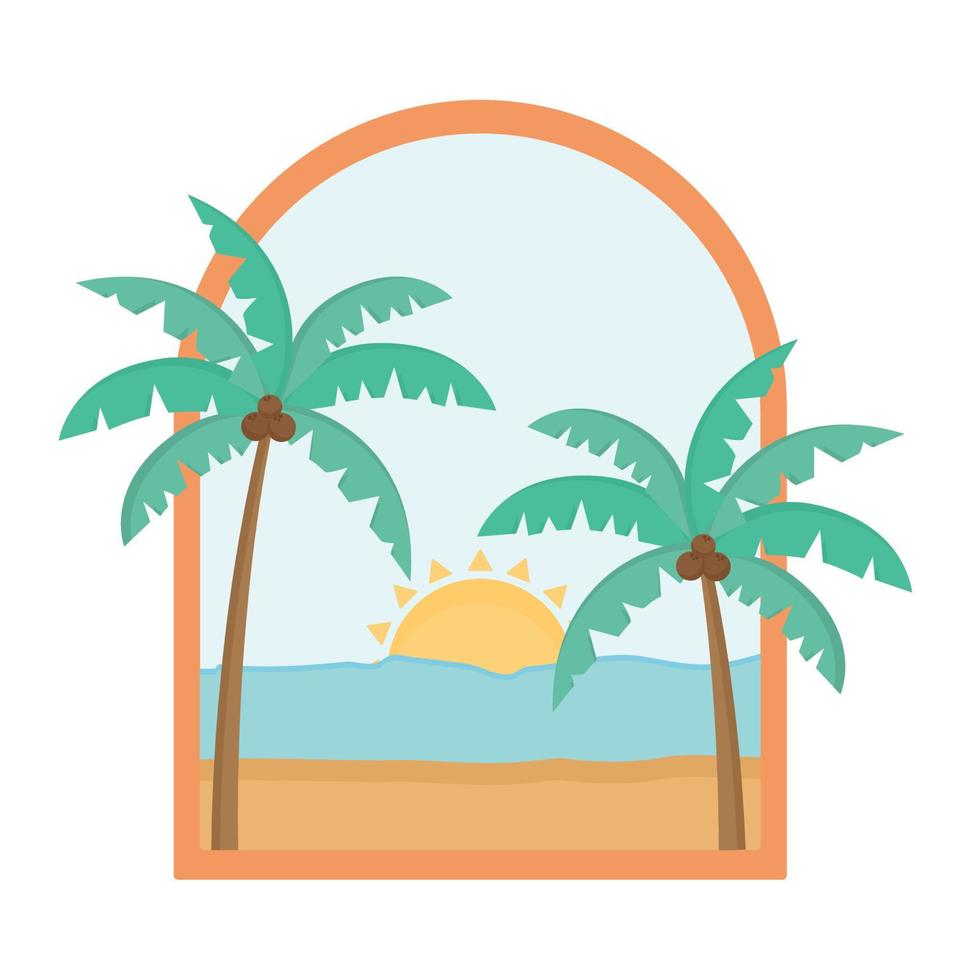 beach sunset design vector