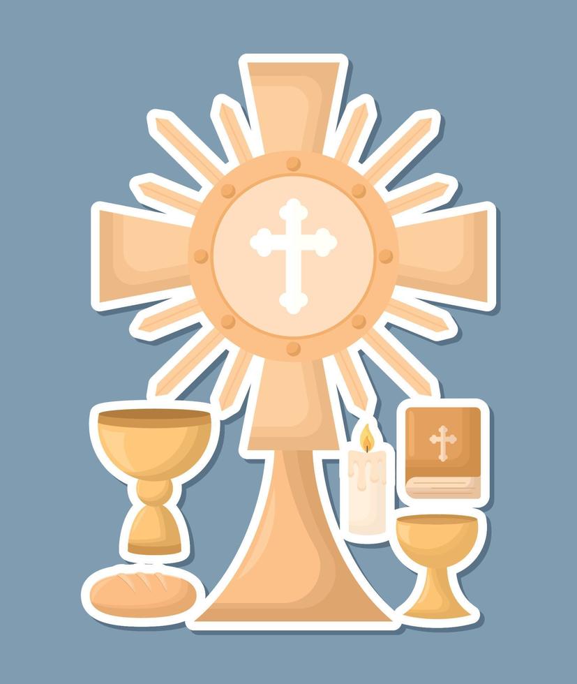 six first communion items vector