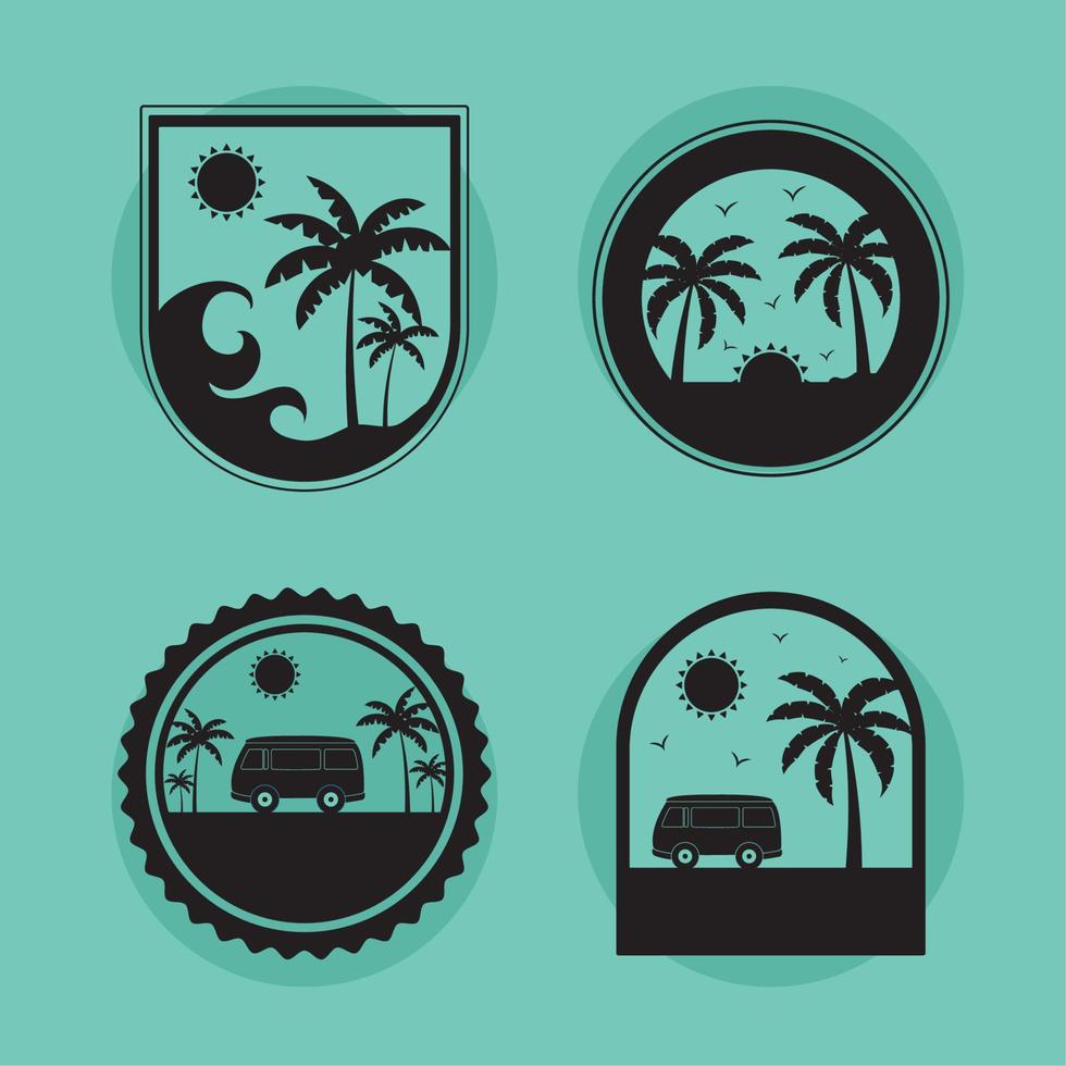 four surf icons vector