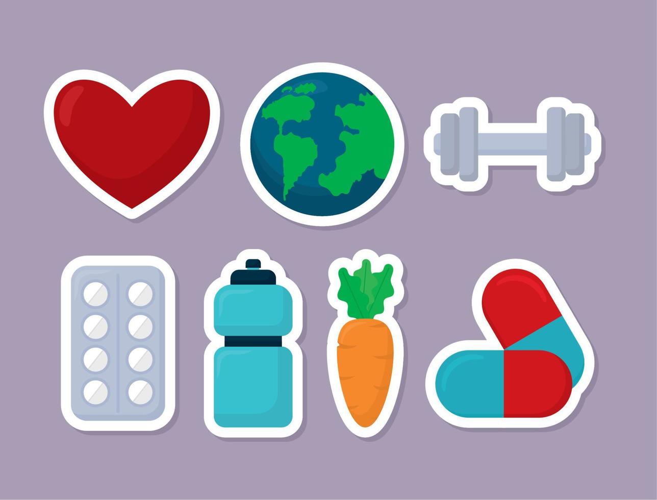 seven world health day icons vector