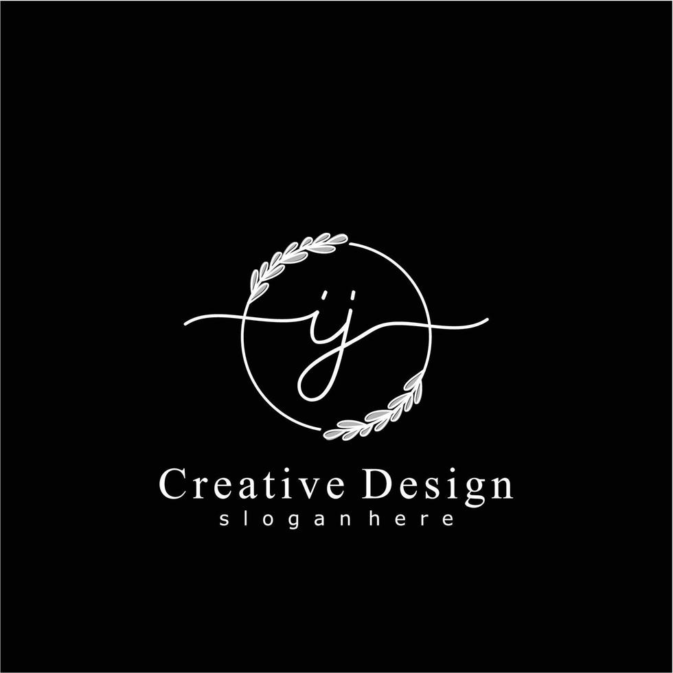 Initial IJ beauty monogram and elegant logo design, handwriting logo of initial signature, wedding, fashion, floral and botanical logo concept design. vector