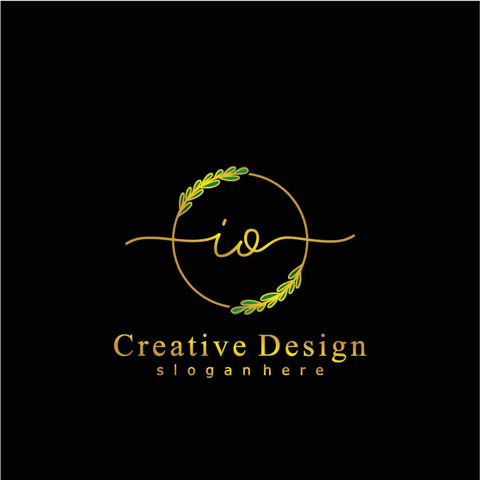 Initial IO beauty monogram and elegant logo design, handwriting logo of initial signature, wedding, fashion, floral and botanical logo concept design. vector