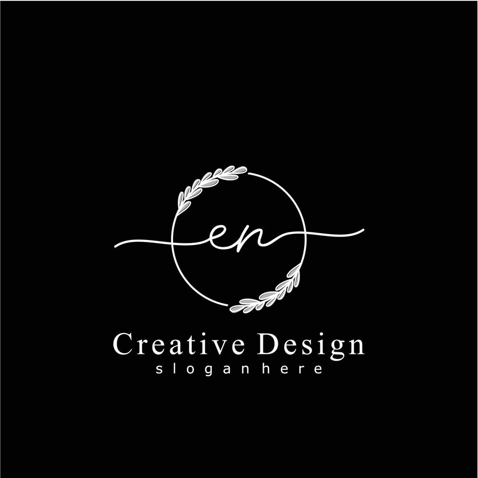 Initial EN beauty monogram and elegant logo design, handwriting logo of initial signature, wedding, fashion, floral and botanical logo concept design vector