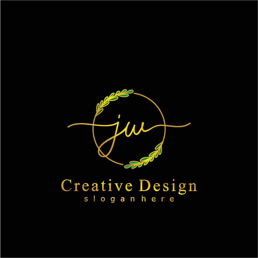 Initial JW beauty monogram and elegant logo design, handwriting logo of initial signature, wedding, fashion, floral and botanical logo concept design. vector