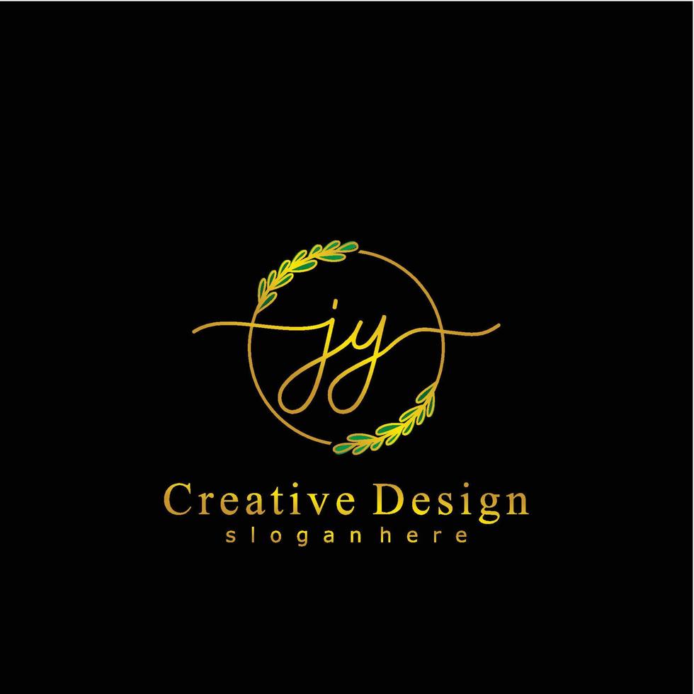 Initial JY beauty monogram and elegant logo design, handwriting logo of initial signature, wedding, fashion, floral and botanical logo concept design. vector