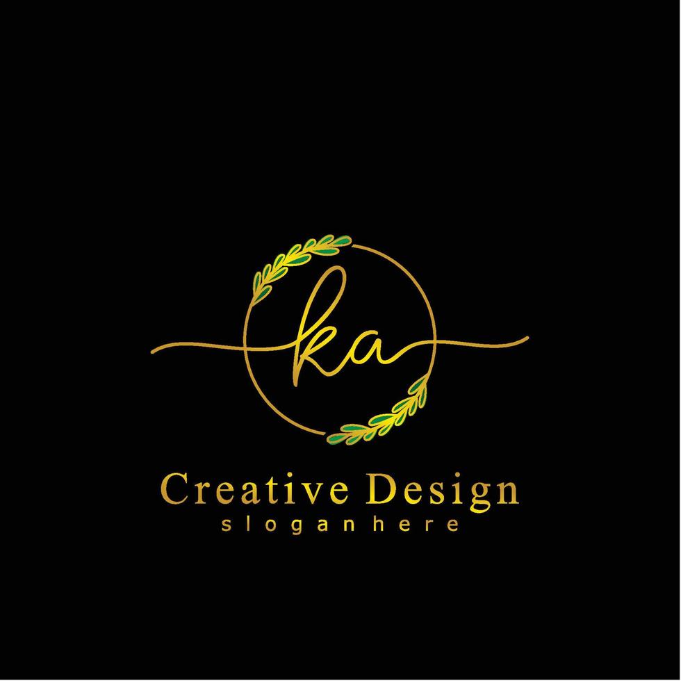 inicial ka belleza monograma y elegante logo diseño, escritura logo de inicial firma, boda, moda, floral y botánico logo concepto diseño. vector