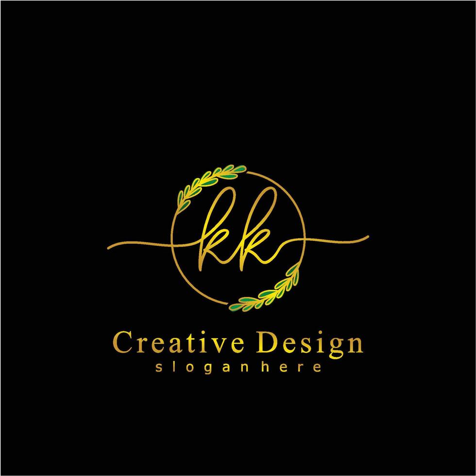 inicial kk belleza monograma y elegante logo diseño, escritura logo de inicial firma, boda, moda, floral y botánico logo concepto diseño. vector