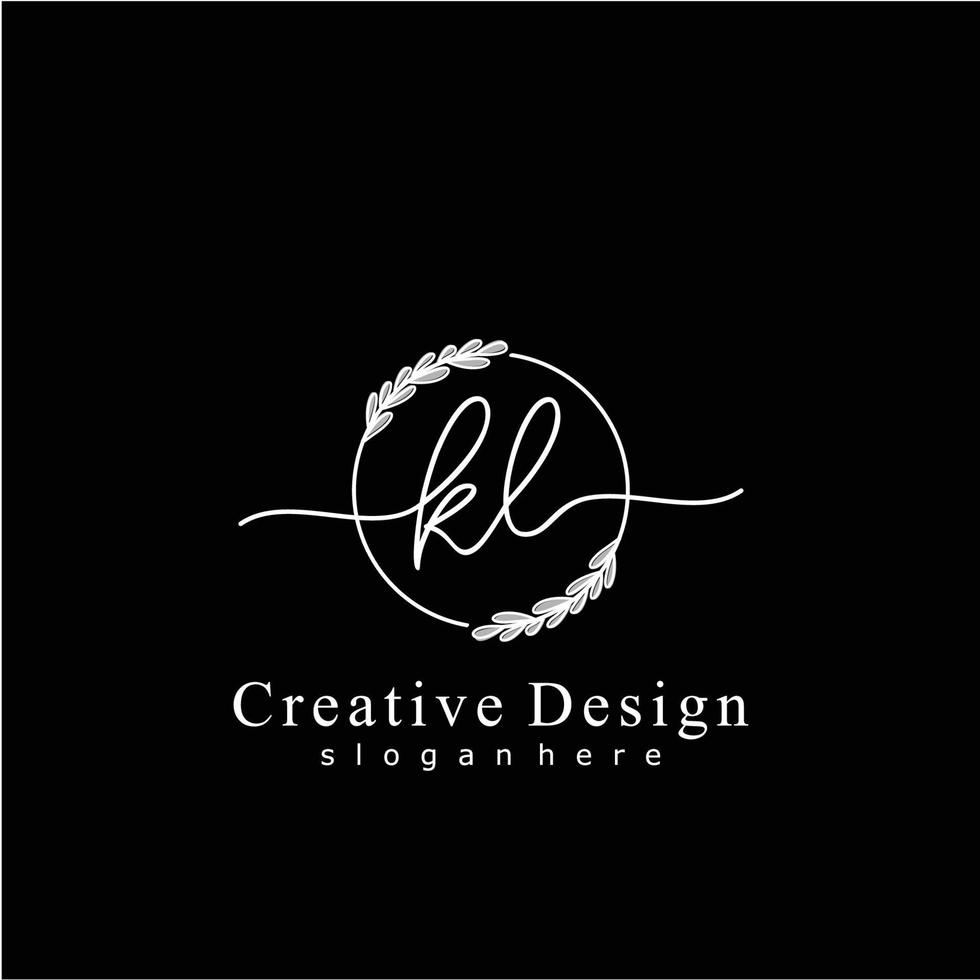 Initial KL beauty monogram and elegant logo design, handwriting logo of initial signature, wedding, fashion, floral and botanical logo concept design. vector