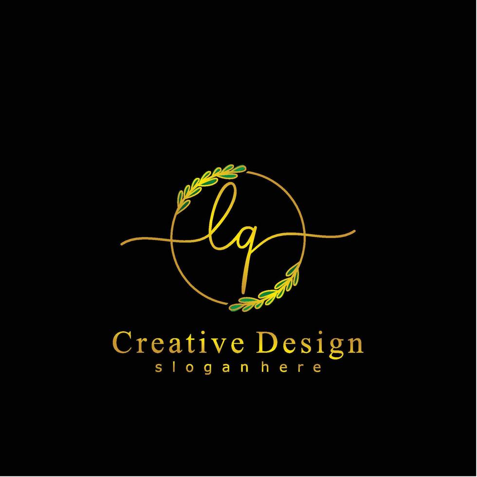 Initial LQ beauty monogram and elegant logo design, handwriting logo of initial signature, wedding, fashion, floral and botanical logo concept design. vector